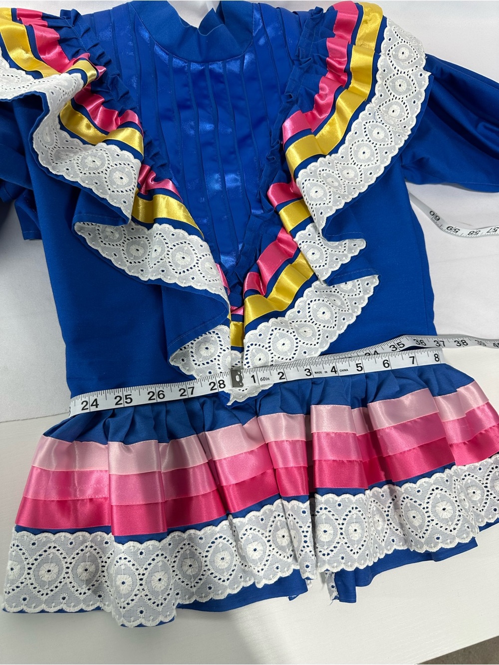 #203 Blue Jalisco folk dance dress with a sun skirt, size small - Picture 9 of 9